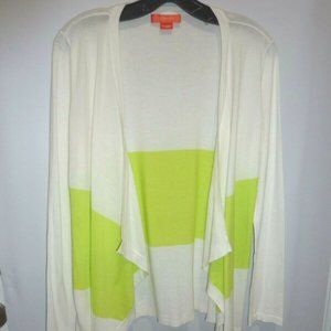 Christopher Fisher Womens Sweater Size M Cardigan Long Sleeve WHITE/LIME